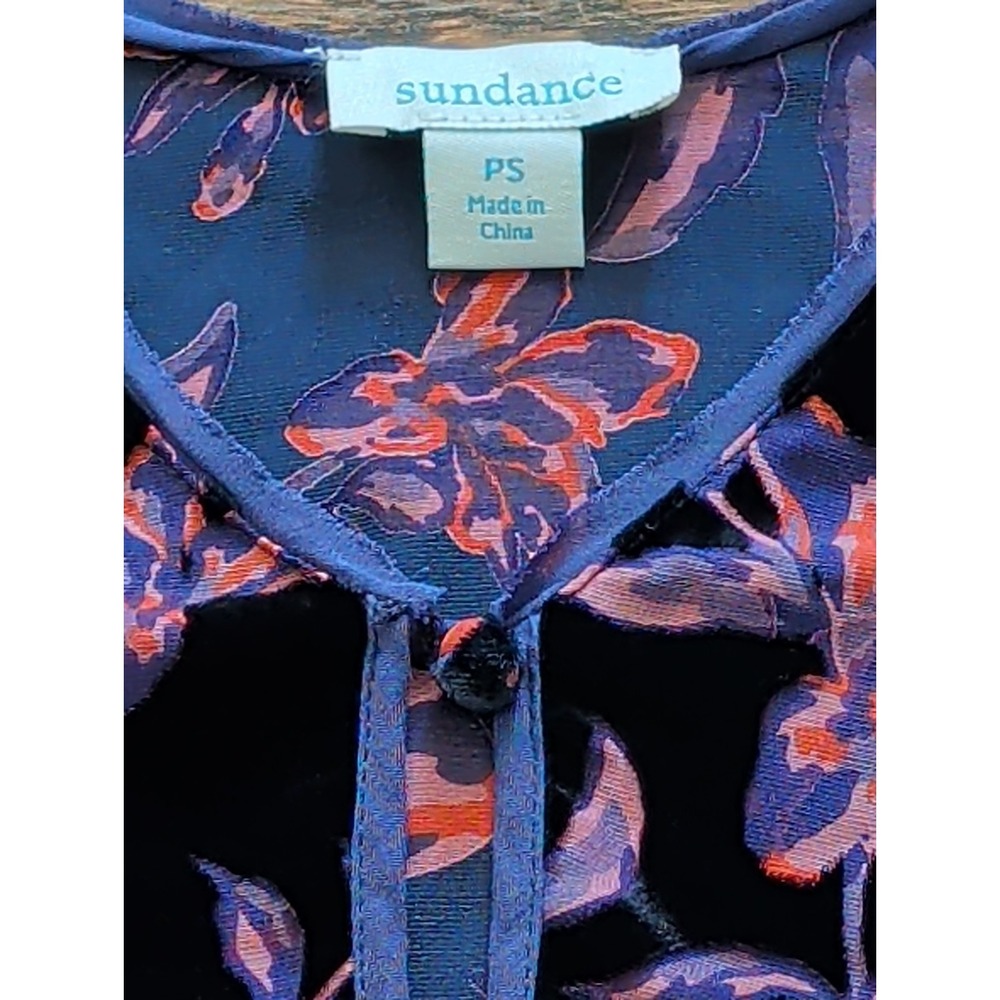 Sundance Purple Burnout Velvet Floral Vine Top Balloon Sleeve Boho Sz PS Witchy - Picture 4 of 9